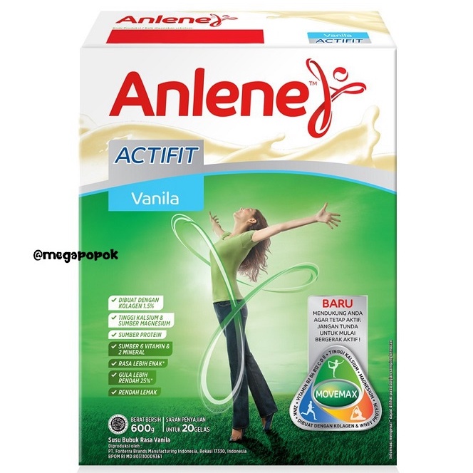 Anlene Actifit Rasa Coklat/Vanila 600GR/megapopok