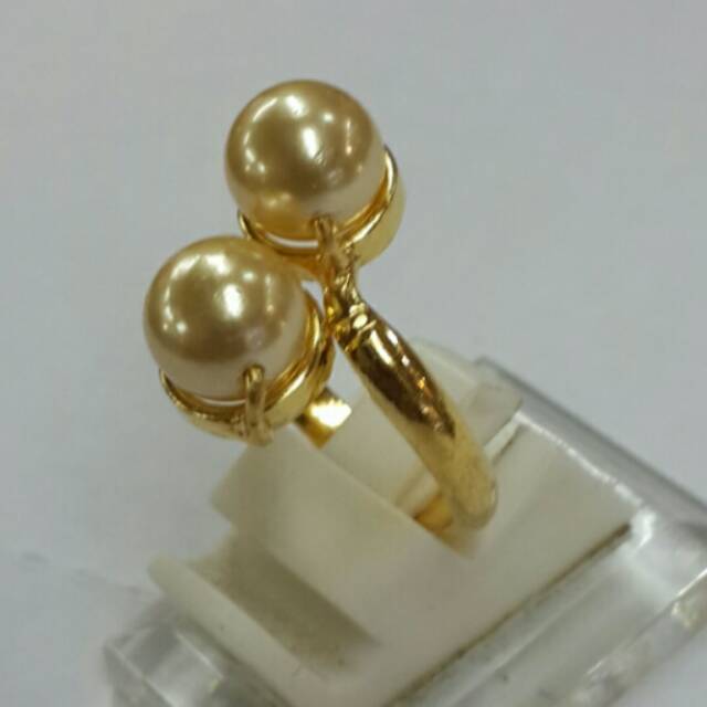 Cincin mutiara emas silih asih lapis emas 24k