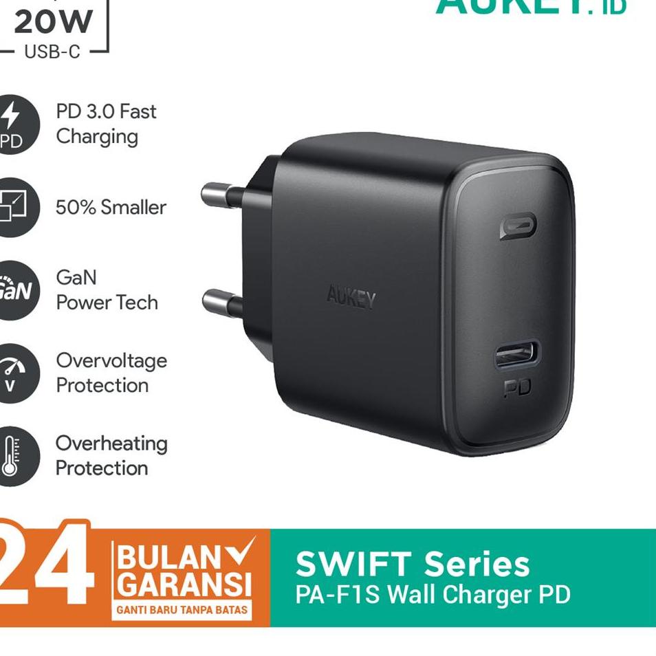 Dijamin Puas Aukey Wall Charger PA-F1S 20W Ultra Compact with PD 3.0