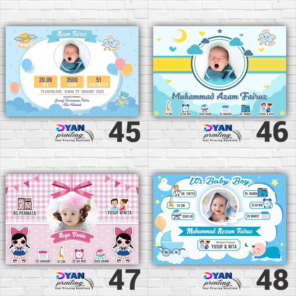 WALLDECOR/HIASAN DINDING BIODATA BAYI &amp; ANAK CUSTOM,BISA COD /BAYAR DITEMPAT