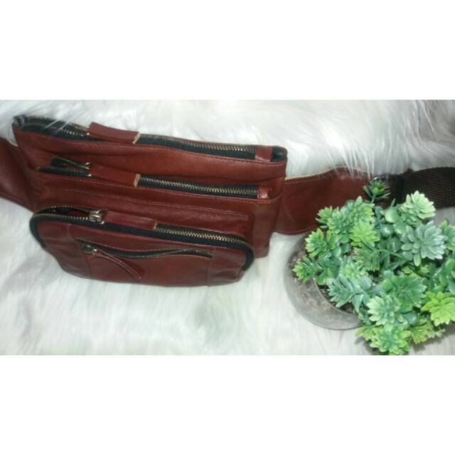 Tas pinggang/slempang kulit domba asli garut