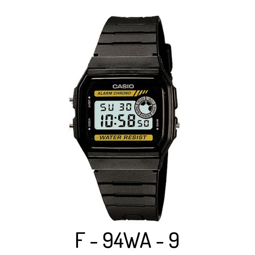 Casio Original F94WA 8D 9D / F-94WA 8D 9D Jam Tangan Pria Digital Karet Hitam - Tanpa Kotak MIKA