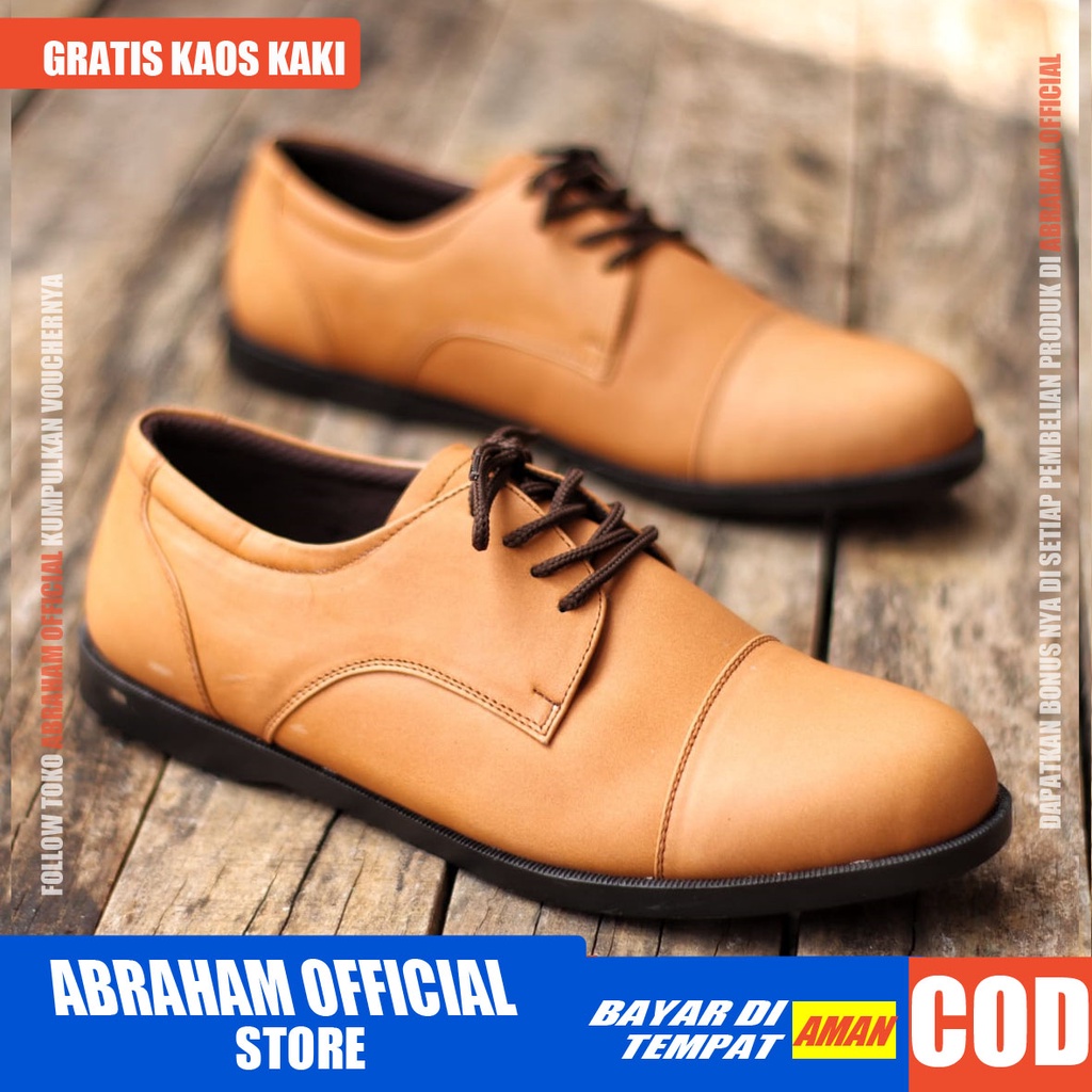 ABRHM x OXFORD Sepatu Formal Casual Kulit Asli Kasual Pantofel Pria Kerja Kantor Kuliah Anti Slip Original