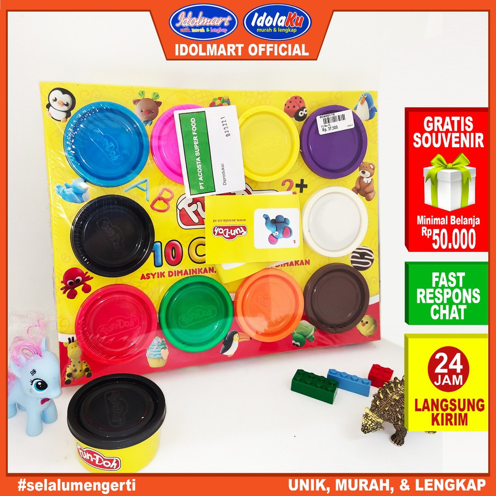 IDOLMART  Mainan Anak Fundoh mix isi 10 Lilin mainan SNI/  Fun doh Idolmart Surabaya