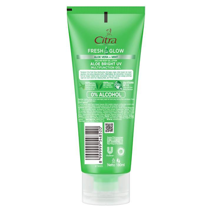 Citra Gel Multifungsi Aloe Bright Uv 180 Ml - Soothing Gel Aloevera, Multifunction Gel