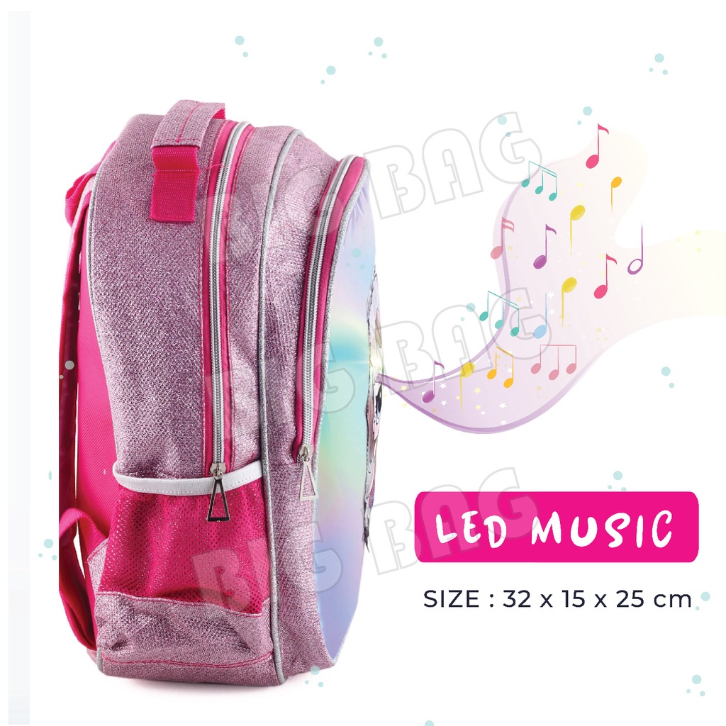 PTS - Ransel Sekolah Anak Perempuan Karakter LOL SURPRISE - Ransel Hologram LED - Crown Flowers  Tas Glitter - UKURAN SD -  UKURAN SD - Tas Sequin Ransel Sekolah Anak Timbul Hologram Ukuran Anak
