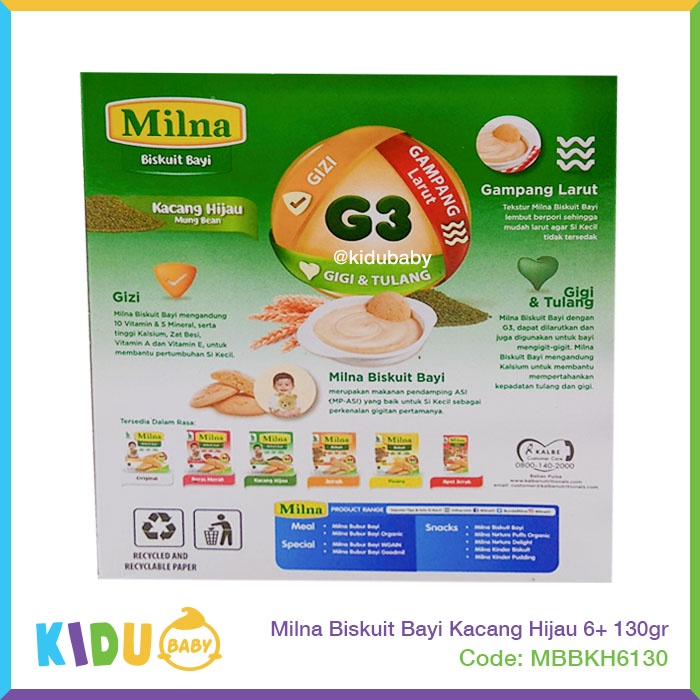 Milna Biskuit Bayi Cemilan MPASI 6 bulan keatas 130gr Kidu Baby