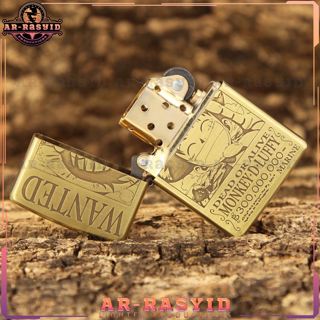 BISA COD! Korek Api Minyak Zippo Gold Ukir Motif One Piece Monkey D. Luffy 168 3962-11