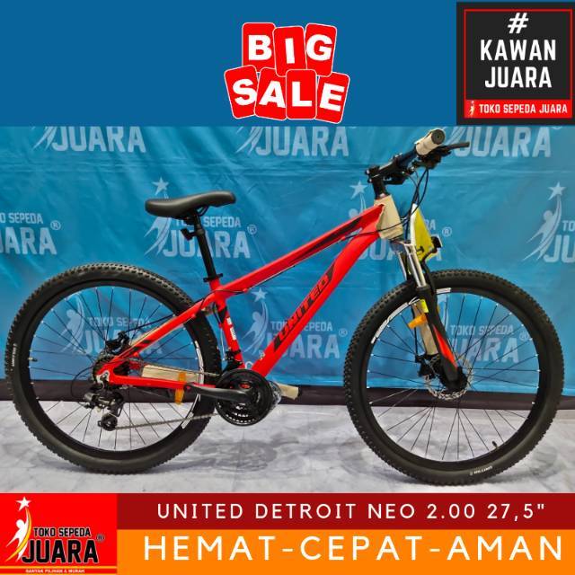  SEPEDA  UNITED  DETROIT  NEO  2 00 8 MTB 27 5 24 SPEED ALLOY 