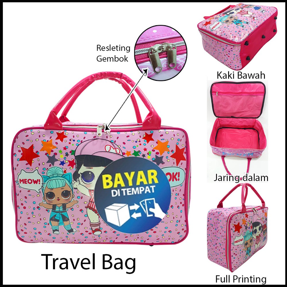 Travel Bag Karakter Waterproof Ukuran 40cm (Tebal 1kg=2pcs)