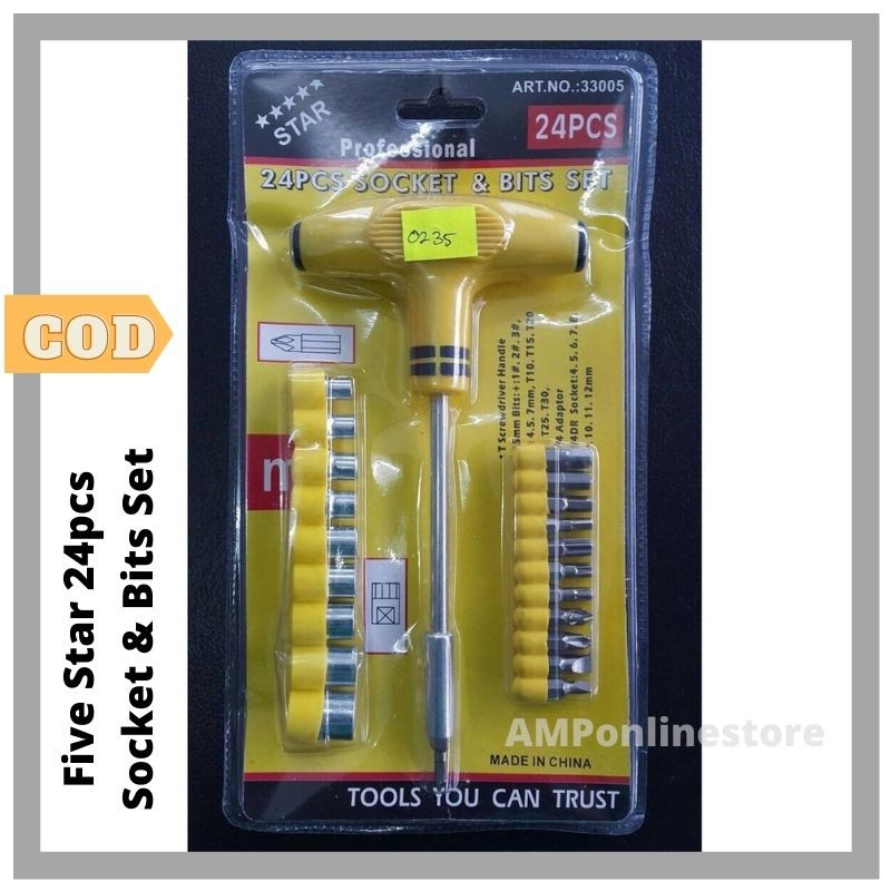 OBENG T Set 24 PCS SOCKET & BIT SET / KUNCI SOK OBENG DAN KUNCI T