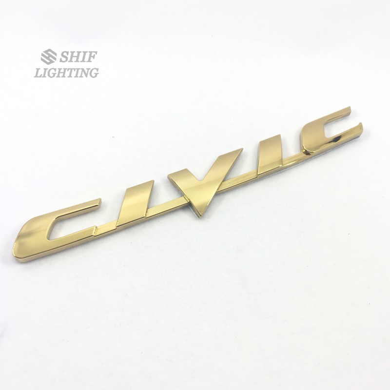 1pc Stiker Emblem Logo Civic Warna Emas Untuk Bagasi Mobil Honda Civic