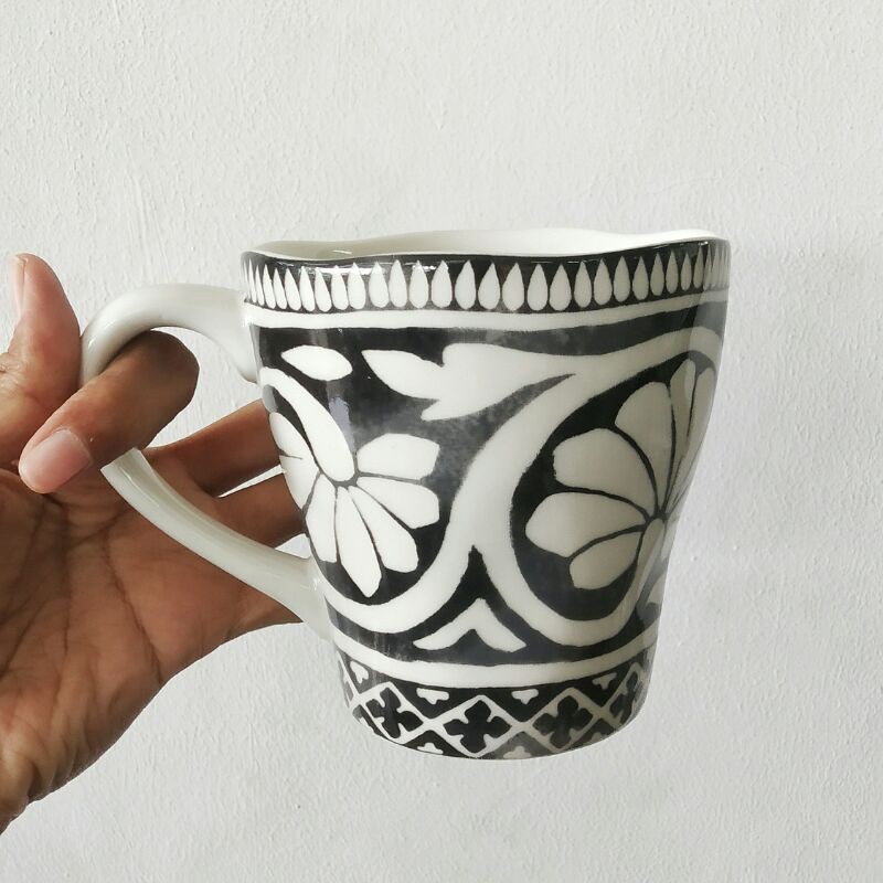 MUG GELAS KERAMIK SANGO CANTIK HIAS MOTIF MAROKO KADO HADIAH GIFT