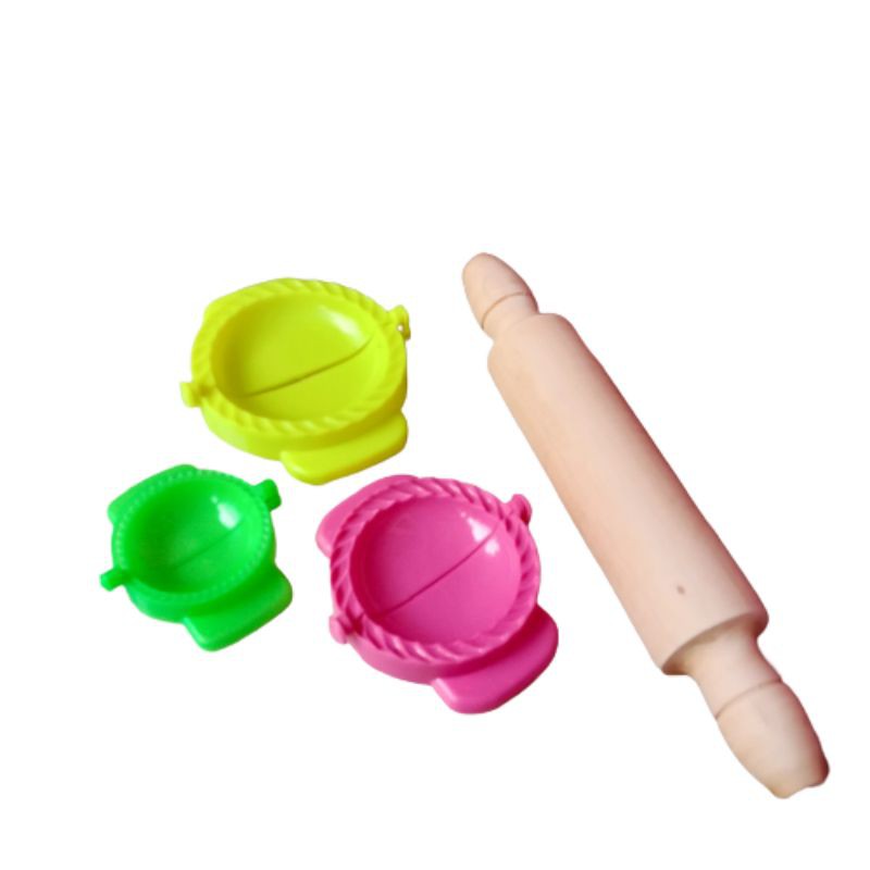 Roll pin kayu dan cetakan pastel 1 set / Cetakan pastel 1 set dan rolling kayu / cetakan pastel
