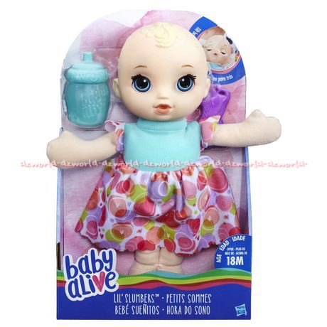 Baby Alive Lil Slumber boneka bayi yang mengantuk lengkap dengan botol susu dan cincin tumbuh gigi