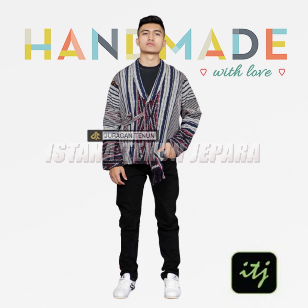 Blazer Etnik Pria / Kimono Batik / Outer Tenun Troso Motif Toraja