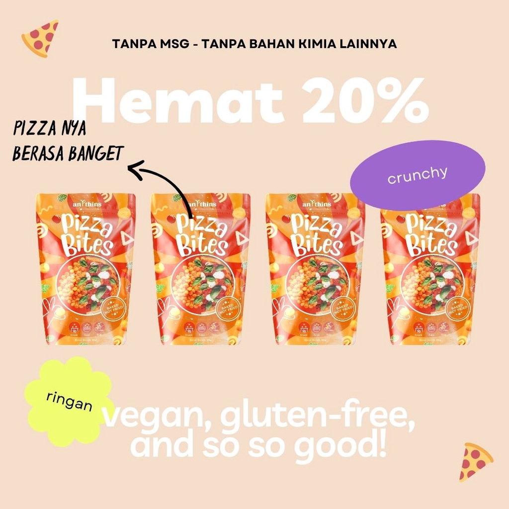 

Anythins Pizza Bites (Bundle 4 Pcs) Healthy Vegan Snack Enak Sehat