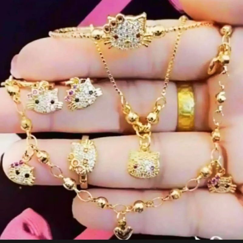 set perhiasan anak, set A2. set perhiasan titanium asli anti luntur anti karat,1 set perhiasan lengkap kalung gelang cincin anting,perhiasan wanita import