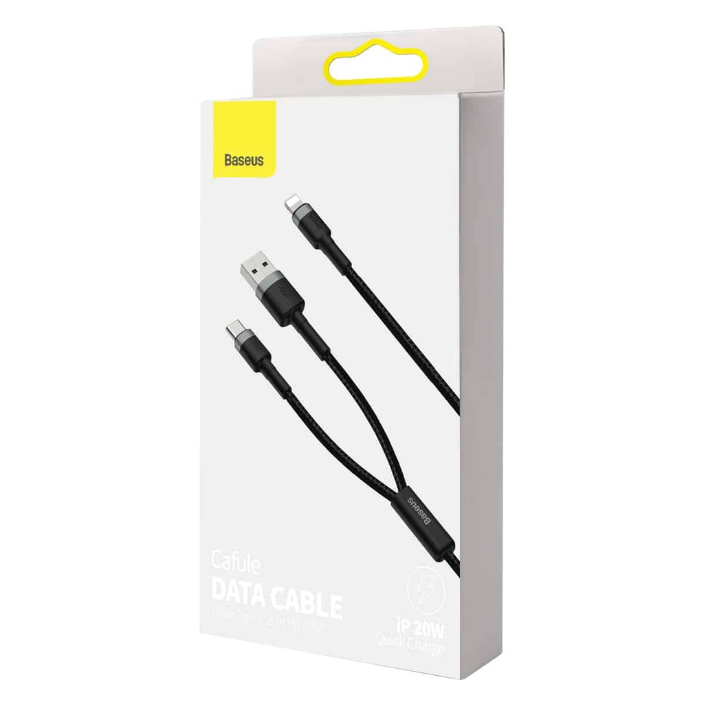 BASEUS CAFULE kabel USB + Type C to IPHONE double head PD 18W 120cm