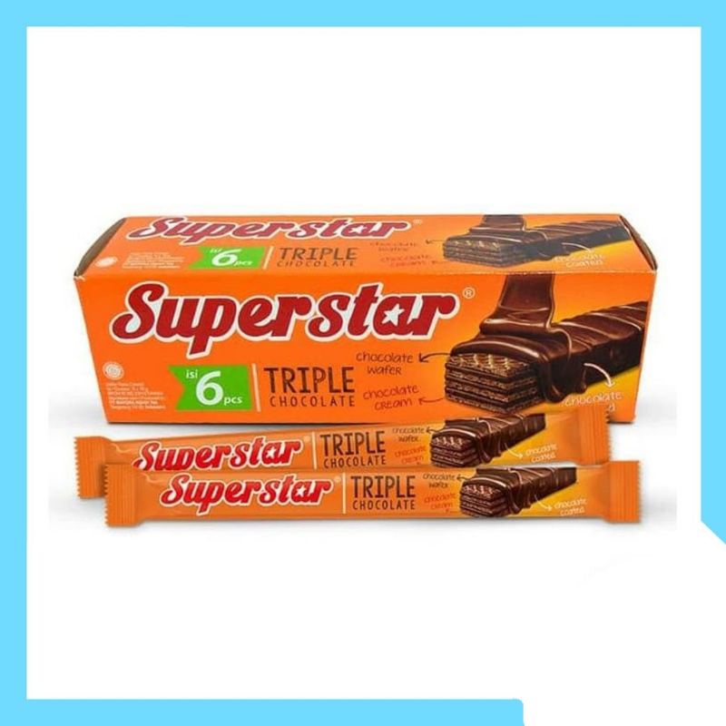 Superstar wafer triple chocolate BOX ISI 6 pcs 96 gram