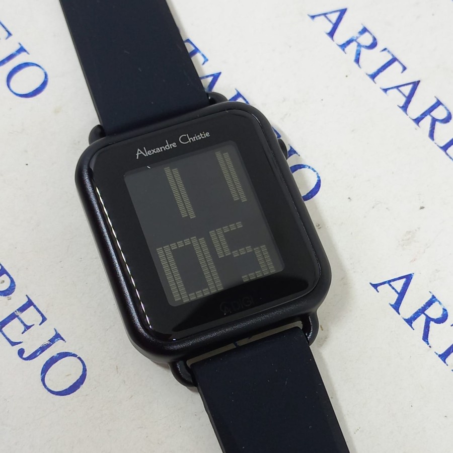 JAM TANGAN WANITA ALEXANDRE CHRISTIE AC 9341 RUBBER FULL HITAM ORI