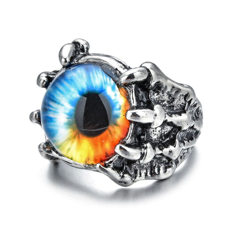 Cincin Desain Evil Eye Gaya Punk Untuk Pria Dan Wanita