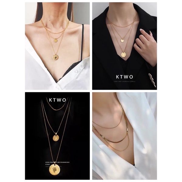 Kalung Layer Susun Motif Elizabeth Fashion Korea Titanium Rosegold