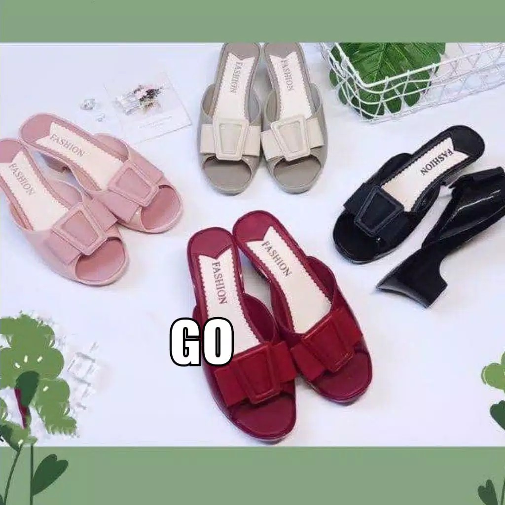 gof Import WEDGES SLIP Wanita Slop Casual Teplek Sendal Cewek Flat Slip Wedges