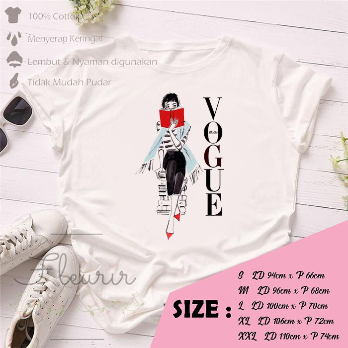 FLEURIR - KAOS WANITA VOGUE FASHION DEWASA LENGAN PENDEK TUMBLR TEE UNISEX