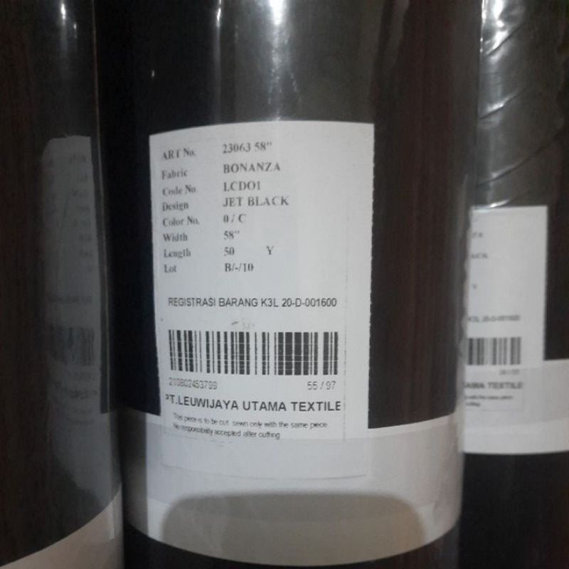 Kain Jetblack Bonanza lebar 150cm harga per seperempat meter