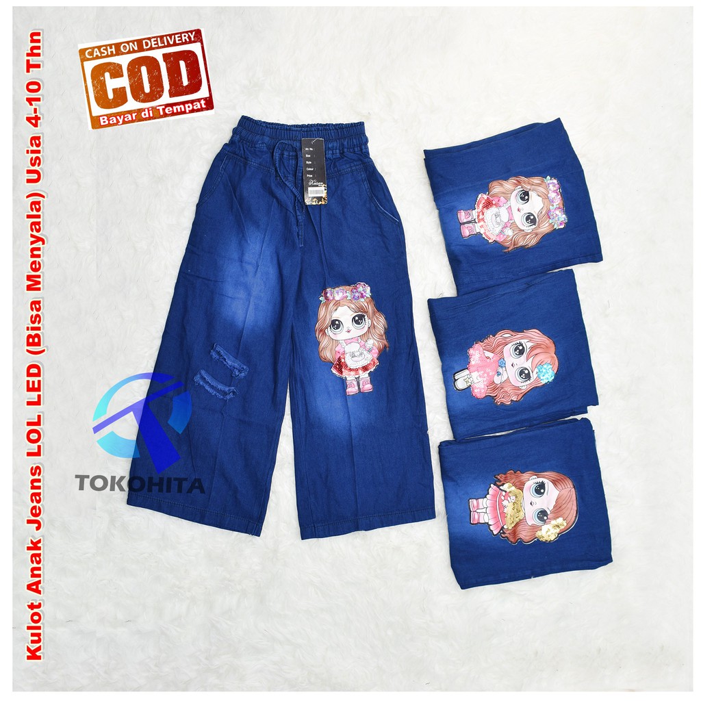Kulot Anak Jeans LOL LED Bisa Menyala Untuk Usia 4 10 Kulot Anak Jeans LOL LED Bisa Menyala Untuk Usia 4 10