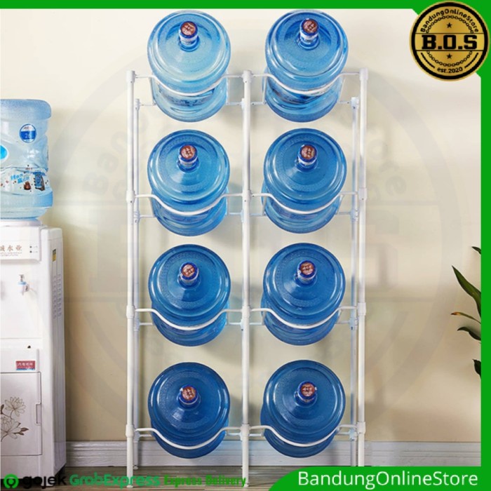 Rak Botol - Tempat Galon Susun Rak Kawat Galon Krisbow Rak Galon 8 Botol Putih