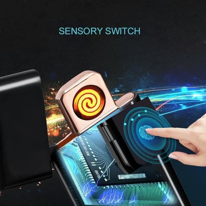 Korek Api Elektrik USB Fingerprint Touch Sensor LED