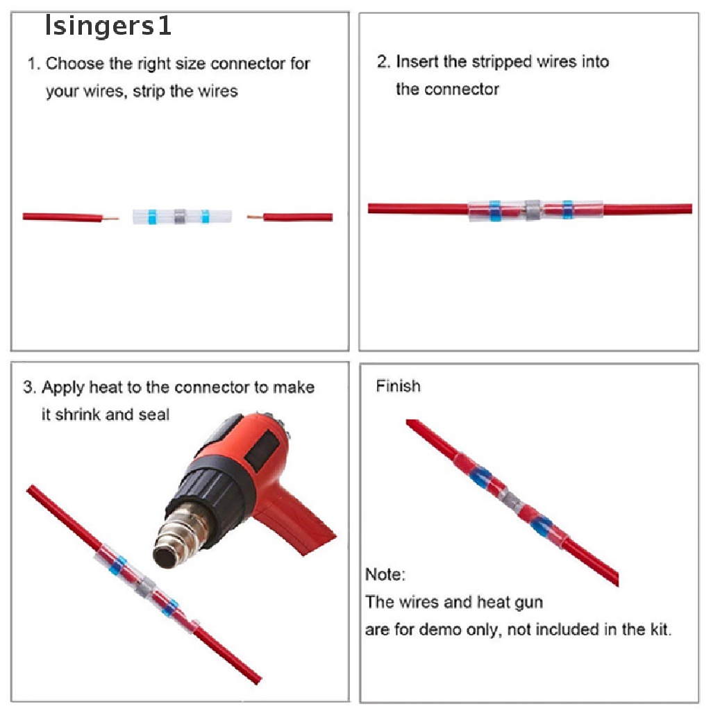 [lsingers1] 800Pcs Solder Seal Wire Connectors Kit Heat Shrink Butt Electrical Wire Terminal Boutique