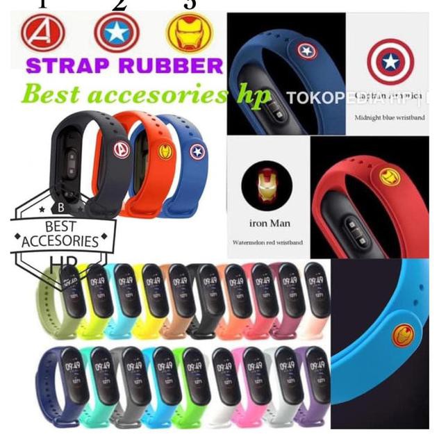 ✨ TERBARU SMARTWATCH WANITA✨ STRAP AVENGER XIAOMI MI BAND 5 TALI RUBBER JAM SPORT MIBAND 5 COLOR