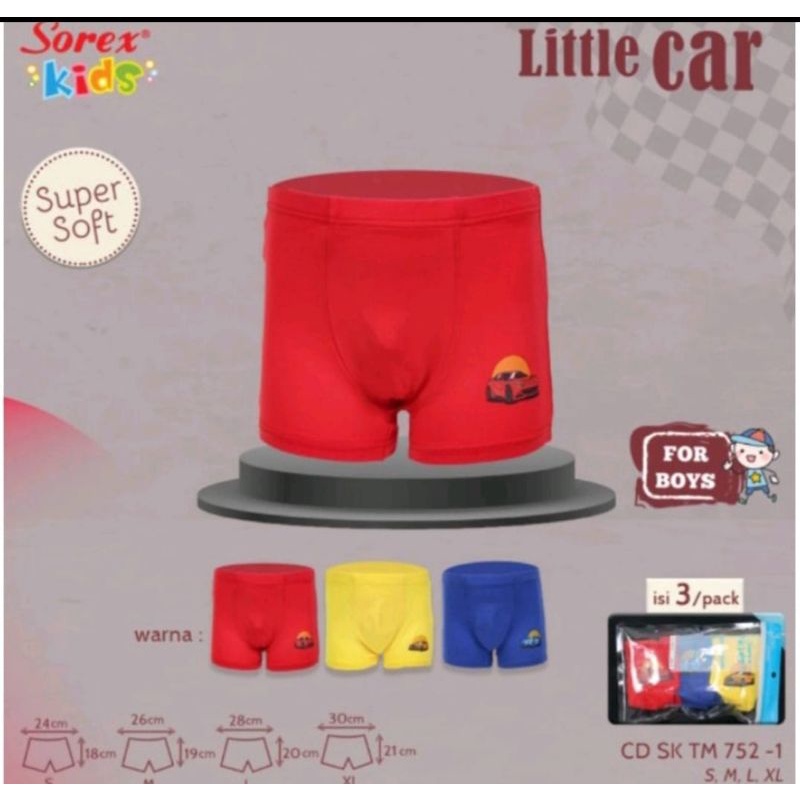 Celana Dalam Boxer Anak Laki laki Sorex kids Sk TM 752 (3pcs)