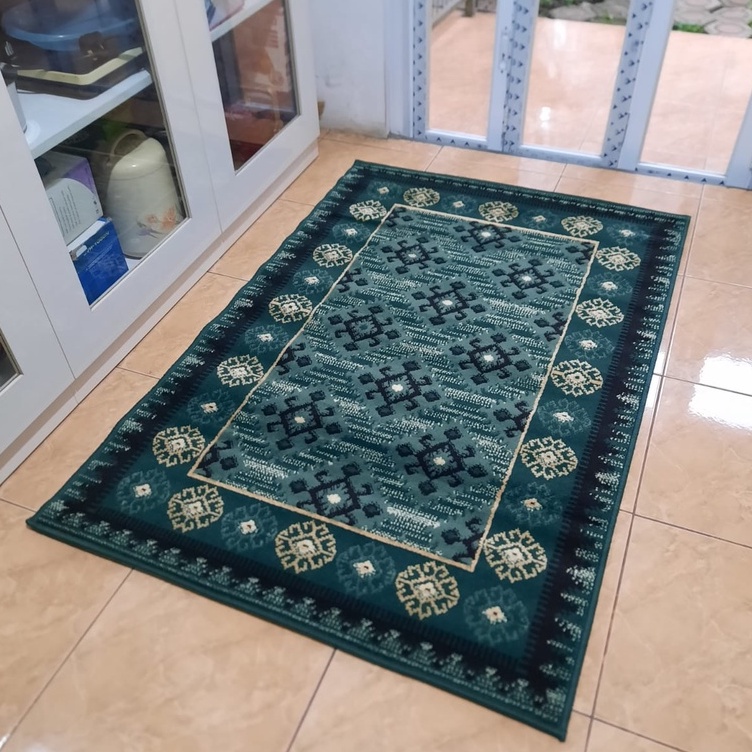 KARPET MIRZAE 100 X 150 MZ02 GREEN Karpet Lantai Hijau, Permadani Bulu Tebal-1