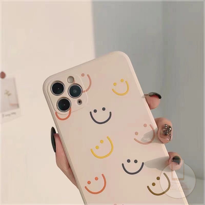 Casing Smile-ing Square Edge Case Oppo A16 A74 A35 Reno 4 Reno 5 A94 A15 A35 A12 A54 A5s A3s A53 A33 2020 Reno 5F  F19pro A7 A12E A11K A15s A5 A9 2020 Reno 4F Reno 4Lite A92 A52 A72 A11 A31 2020 A1K Colorful Cute Kawaii Smiley Soft TPU Casing Cover-5