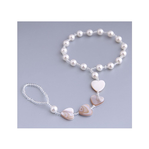 LRC Gelang kaki Fashion White Rice Pearl Pearl Love Shell A61031