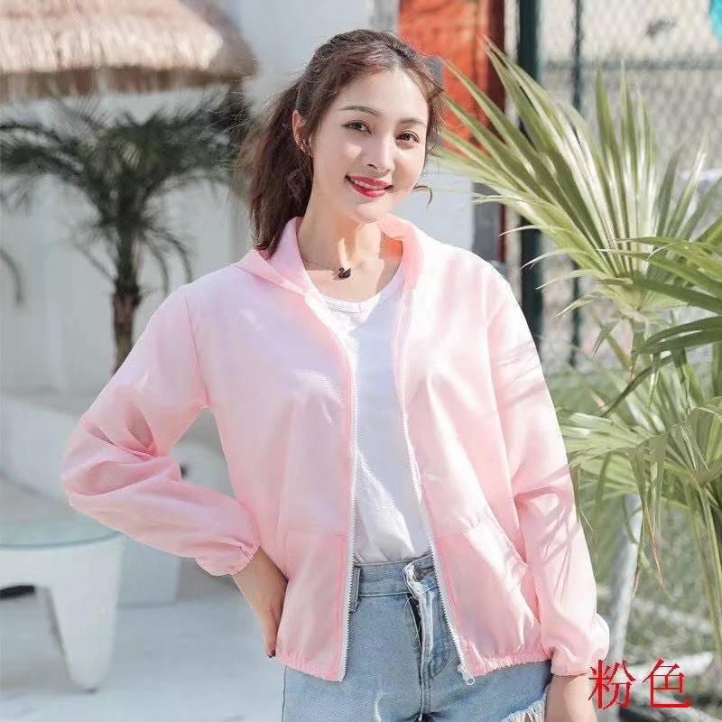 Jaket Sepeda Wanita Korea Style Jacket Jogging Anti UV Import Cepat Kering CAHAYATOPIPET Jaket1-Pink