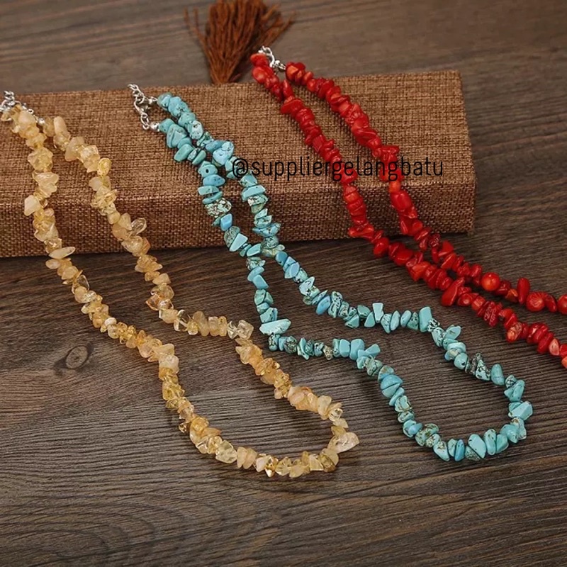 Kalung Wanita Choker Kerikil Natural Stone