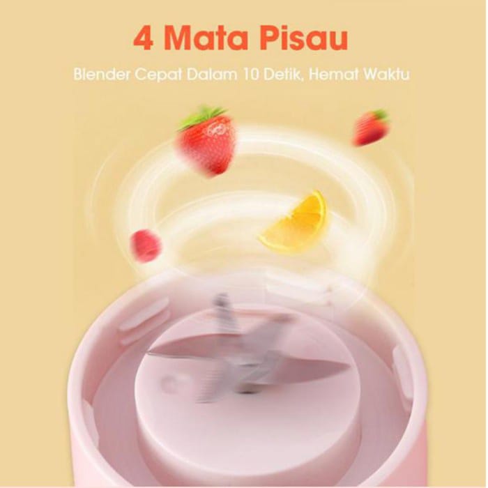 Blender Mini Plastik Buah Portable SAMONO SW-Y7 Rechargeable Juicer USB 4Mata Pisau 350ML