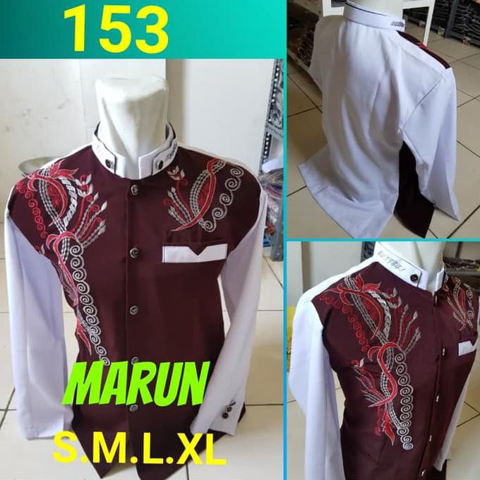 Jasko Marun Bordir Kombinasi Putih No 153 - Merah, M