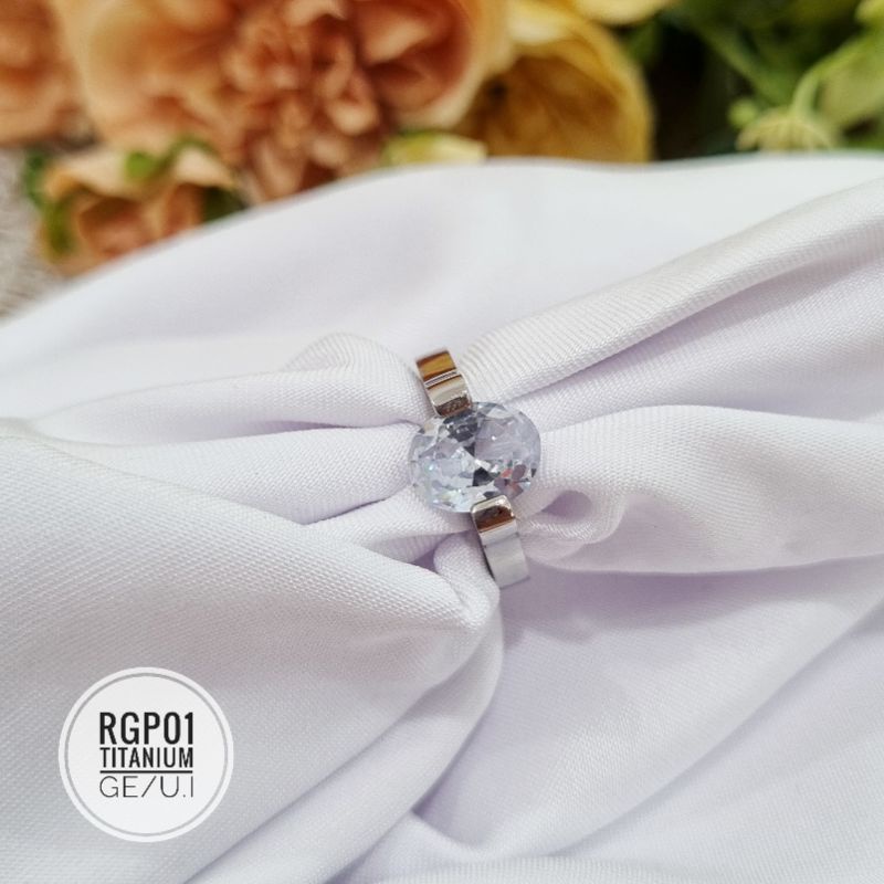 Cincin Titanium Zircon Oval Mewah RGP01/02