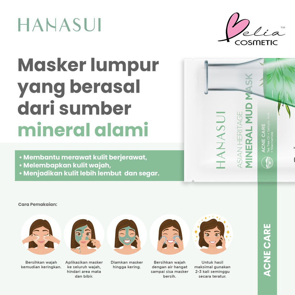 ❤ BELIA ❤ HANASUI Mineral Mud Mask ✔️BPOM Japanese Flower. Asian Heritage. Korean Herbal 7g