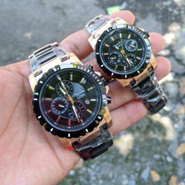 AC 6141 MC black gold ( 4.7 cm + 3.5 cm) Jam tangan couple pasangan alexandre christie harga satuan