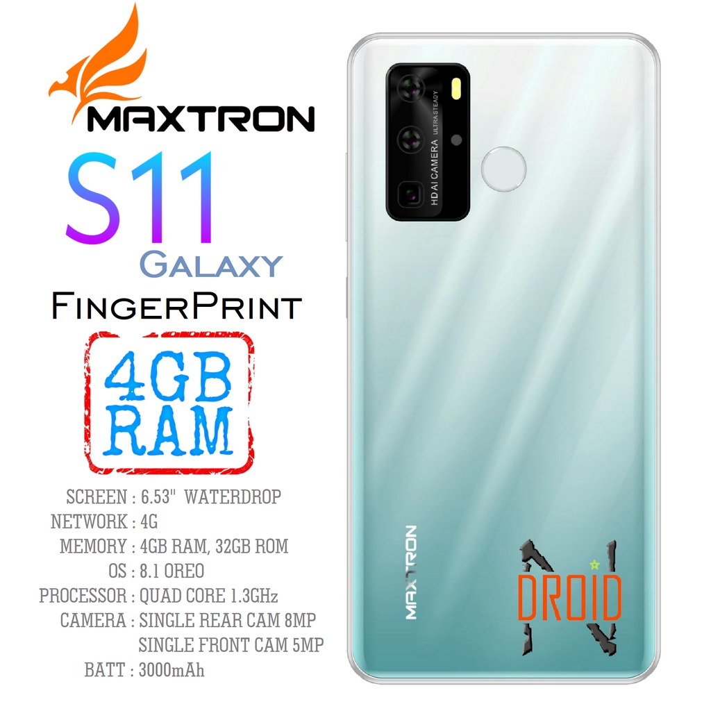(FINGERPRINT) HP MAXTRON S11 GALAXY 4G - HP ANDROID 4G RAM 4GB - SMARTPHONE - HP ANDROID MURAH - HP 