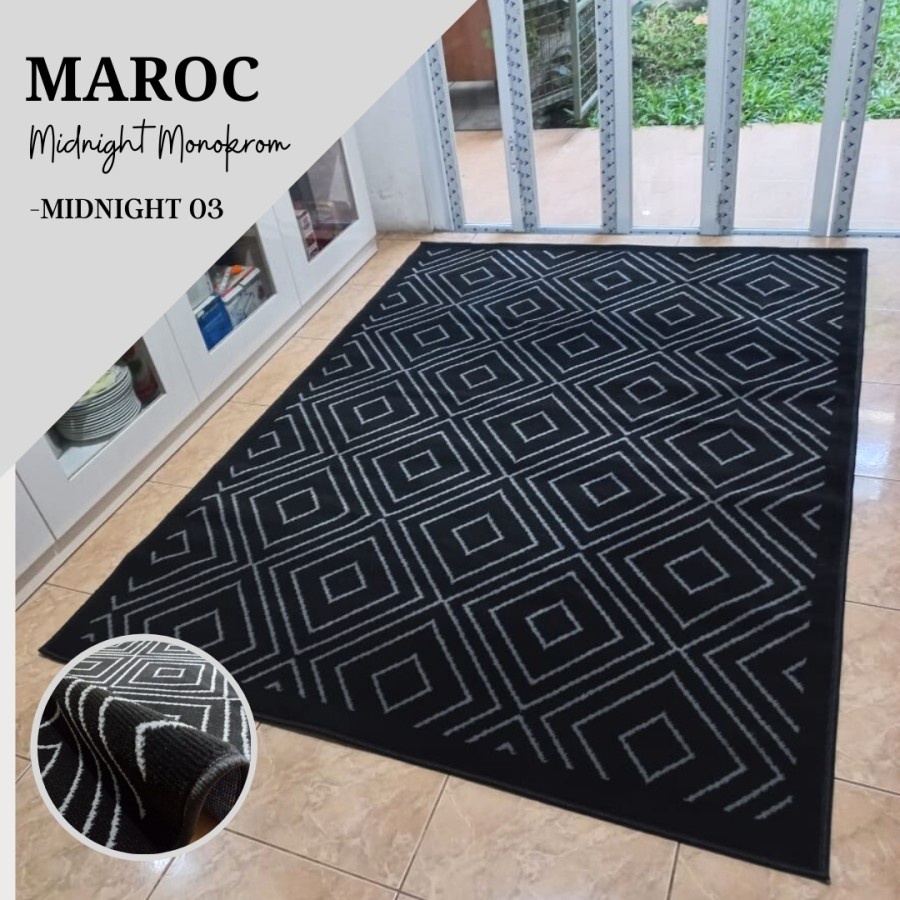 MAROC Karpet Lantai 160x210 Midnight Monokrom - Midnight 03