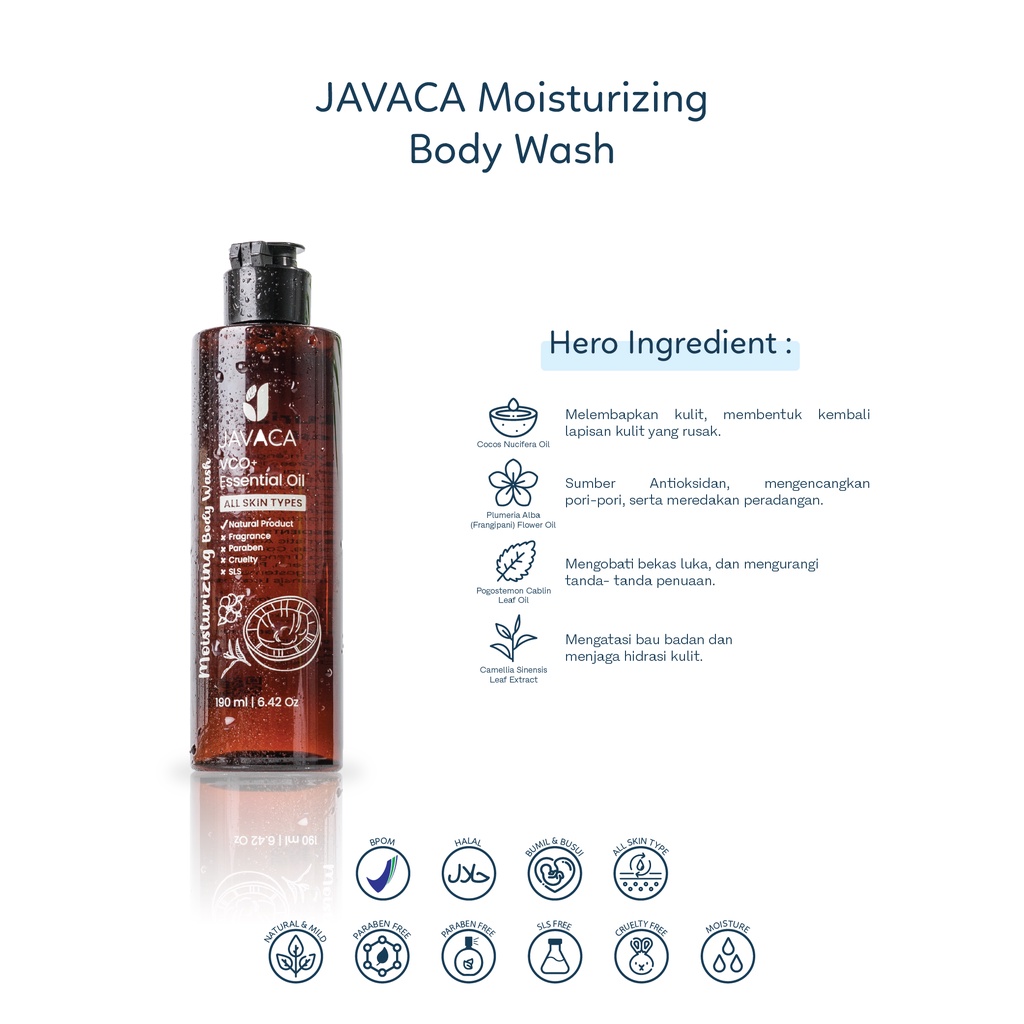 JAVACA - [BUNDLE] Moisturizing Body Wash Sabun Mandi Cair Meredakan Eksim Menghilangkan Bau Matcha Menyegarkan + Hydrating Facial Cleanser Pencuci Muka Mild Cocoyl Hydrolyzed Oat Protein BPOM HALAL Melembabkan Menghidrasi