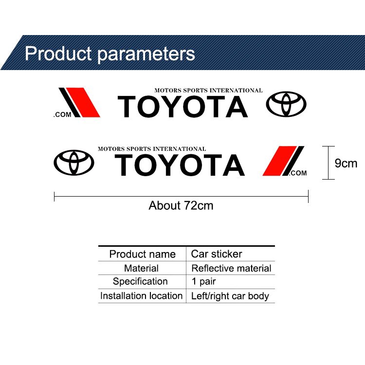 2pcs Stiker Logo Toyota Vios Rush Yaris Avanza Hilux Etions Camry Rav4 Warna Hitam / Putih